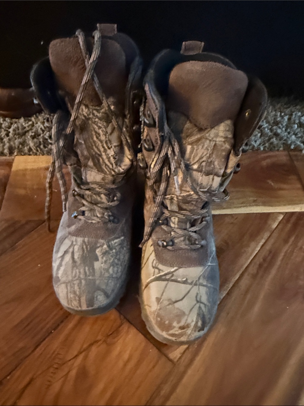 Kids Brown Camouflage Lace-Up Hunting Boots